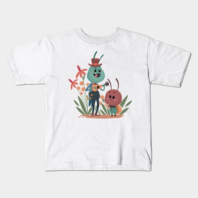 Two Little Friends Kids T-Shirt by martuka_art